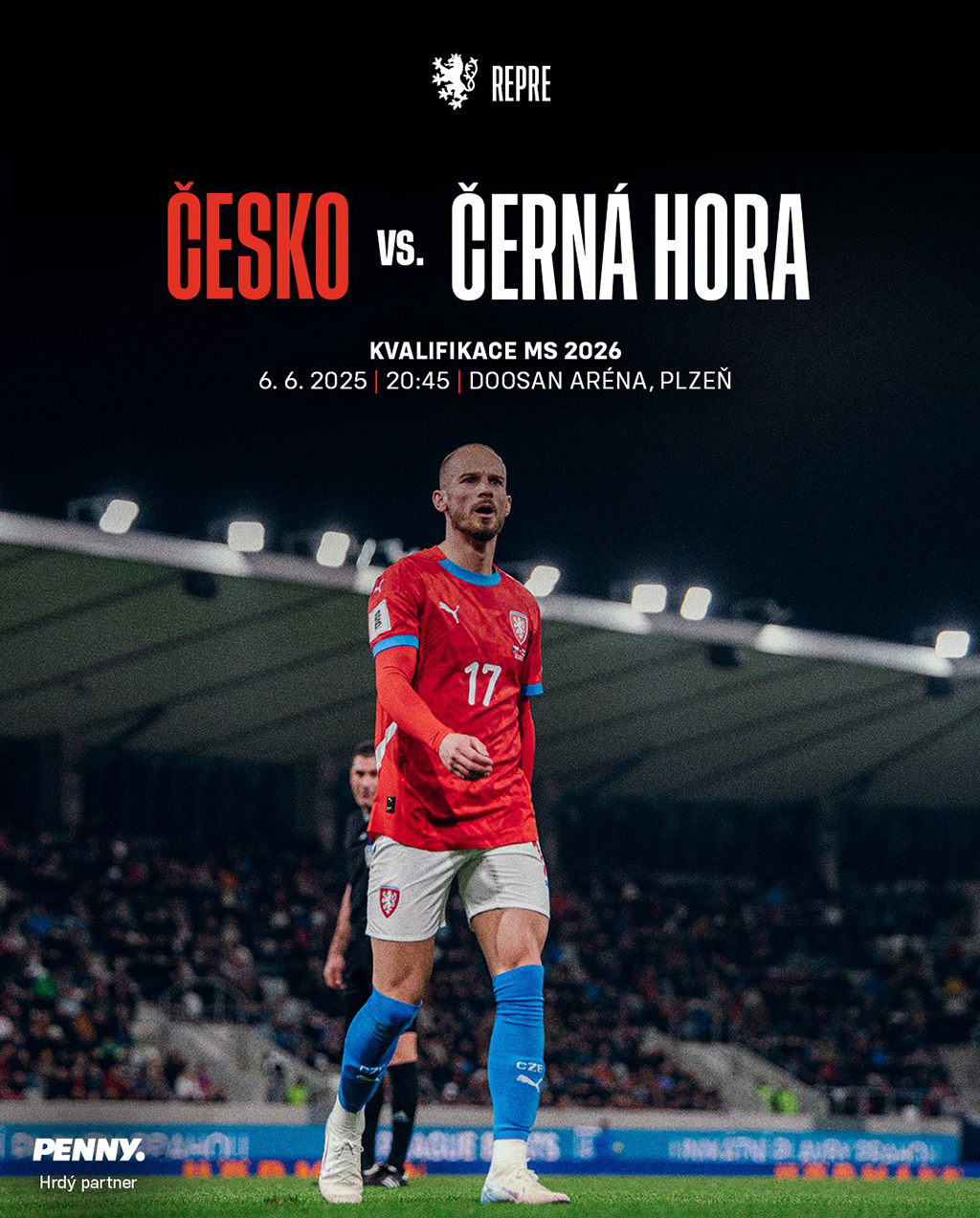 plakát - Kvalifikace MS 2026 Česko – Černá Hora