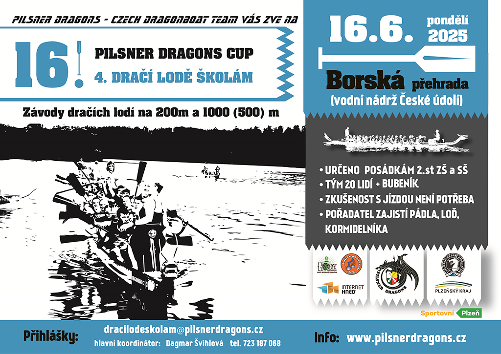 leták - Pilsner Dragons Cup 2025 | Dračí lodě školám