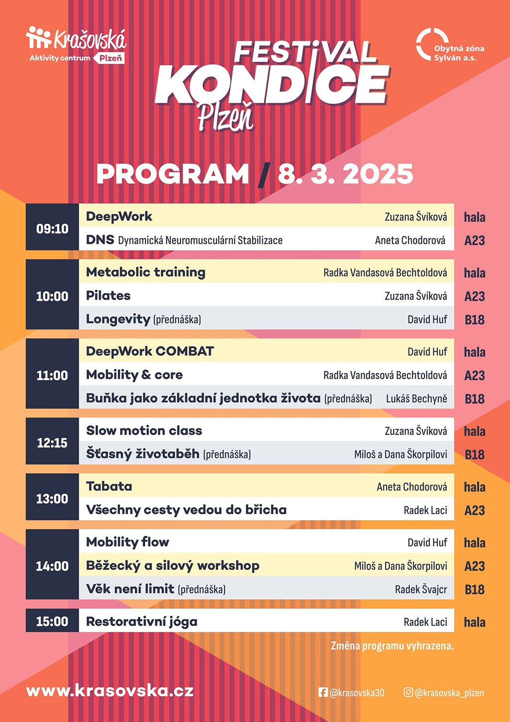 program Festival kondice Plzeň 2025